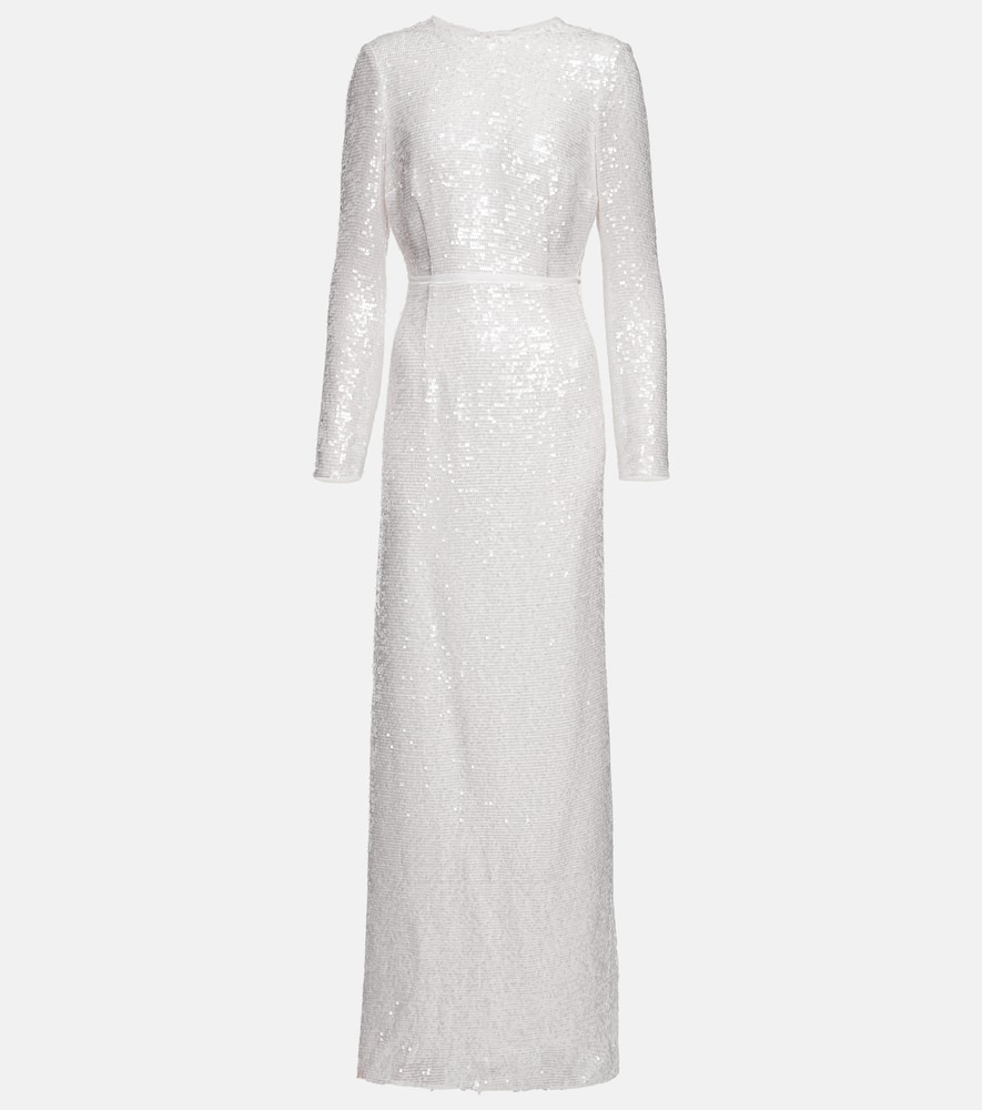 Shop Erdem Yoanna Sequined Gown In Ivory