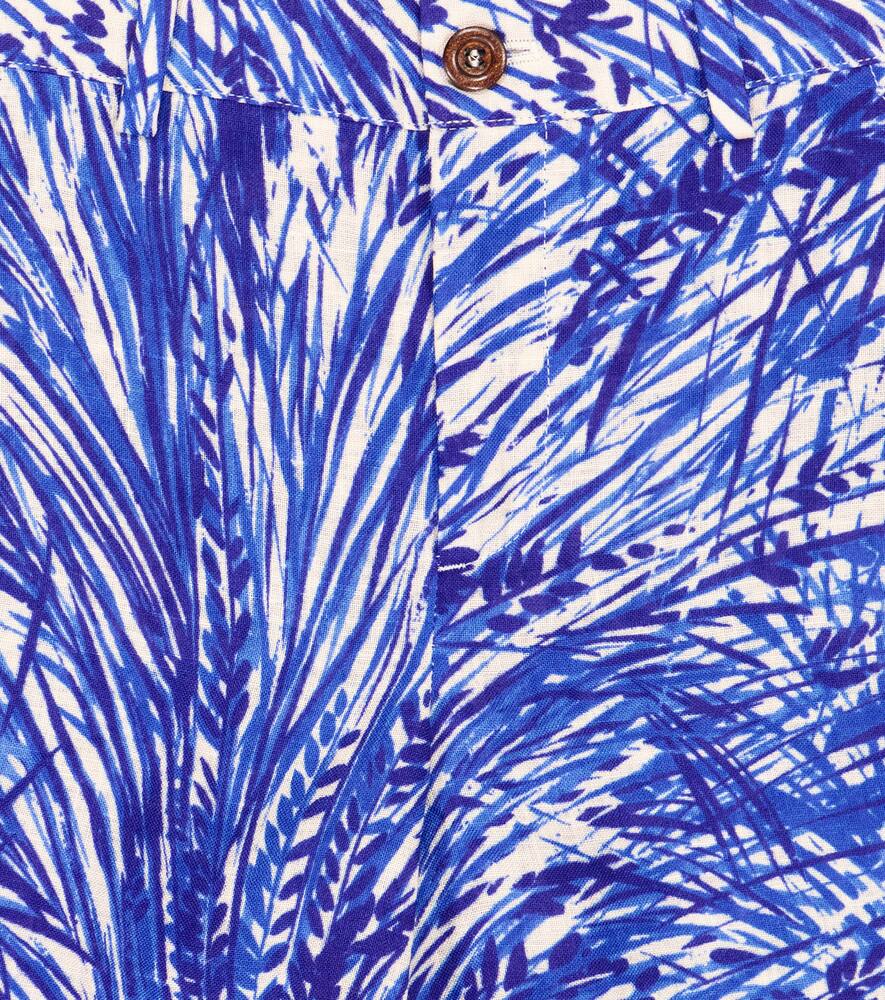 Loro Piana Loris Printed Linen Shorts In Blue Riviera + White