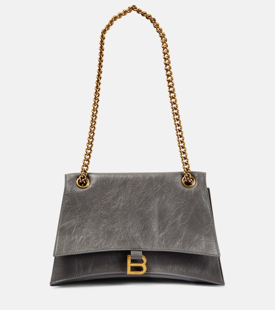 Balenciaga Medium Crush Shoulder Bag In Dark Grey