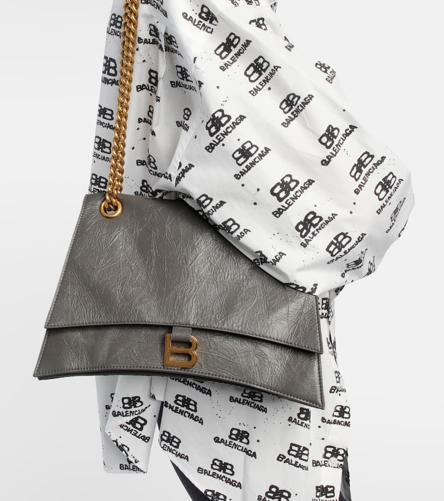 Balenciaga Medium Crush Shoulder Bag In Dark Grey