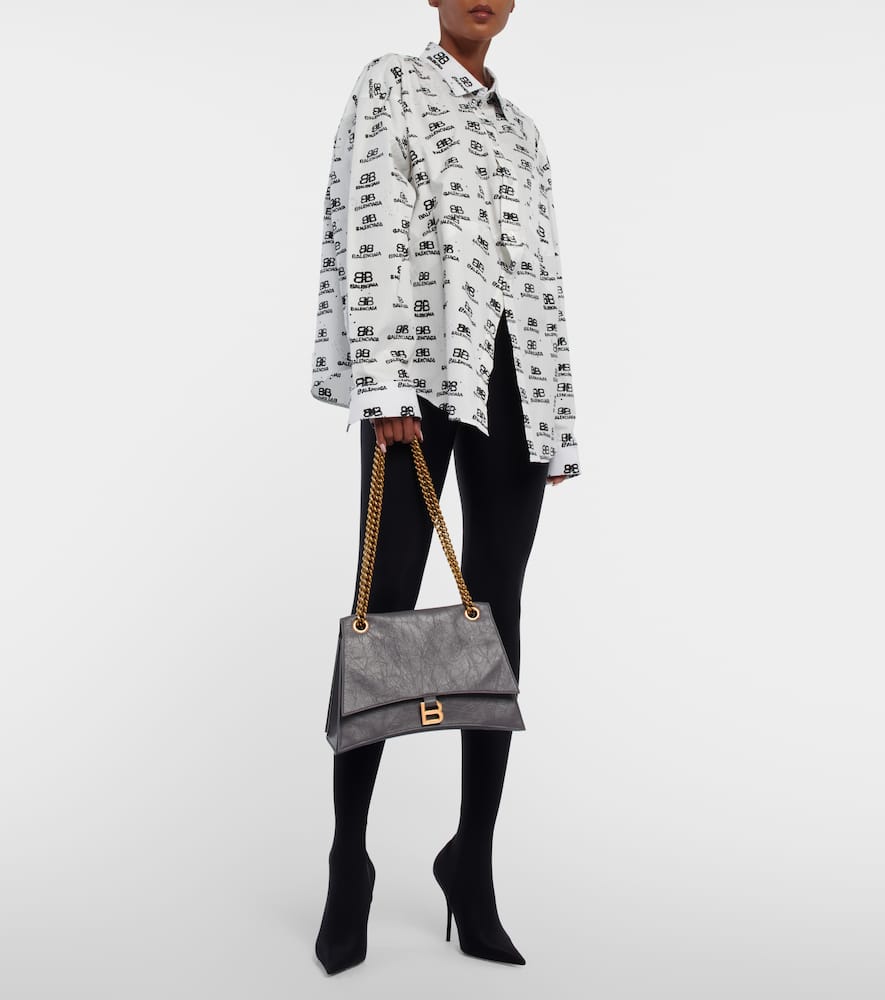 Balenciaga Medium Crush Shoulder Bag In Dark Grey