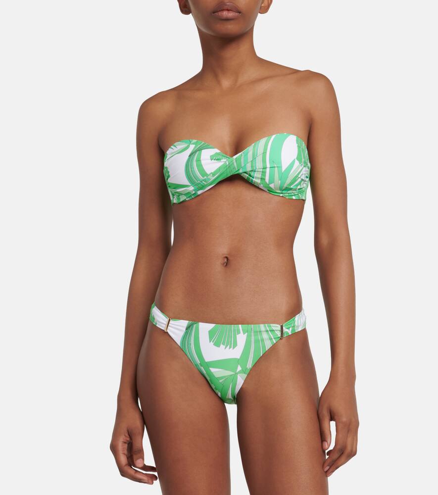 Melissa Odabash Martinique Printed Bandeau Bikini Top In Twirl Green