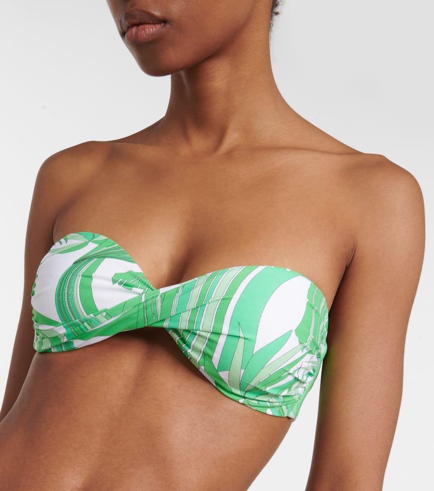 Melissa Odabash Martinique Printed Bandeau Bikini Top In Twirl Green