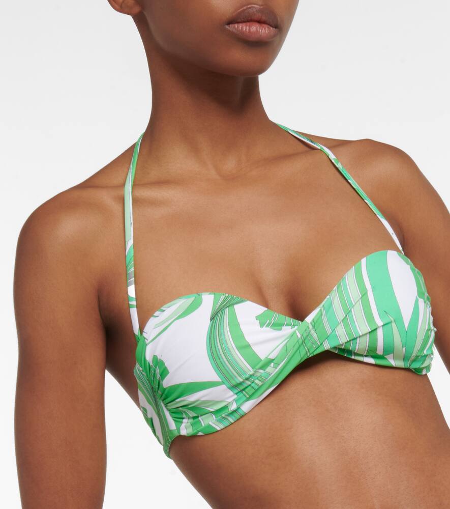 Melissa Odabash Martinique Printed Bandeau Bikini Top In Twirl Green