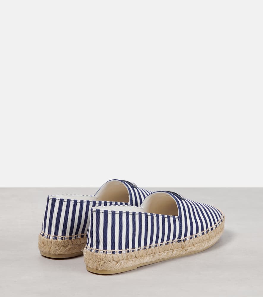 Prada Stripe Cotton Espadrille Loafers In Blue