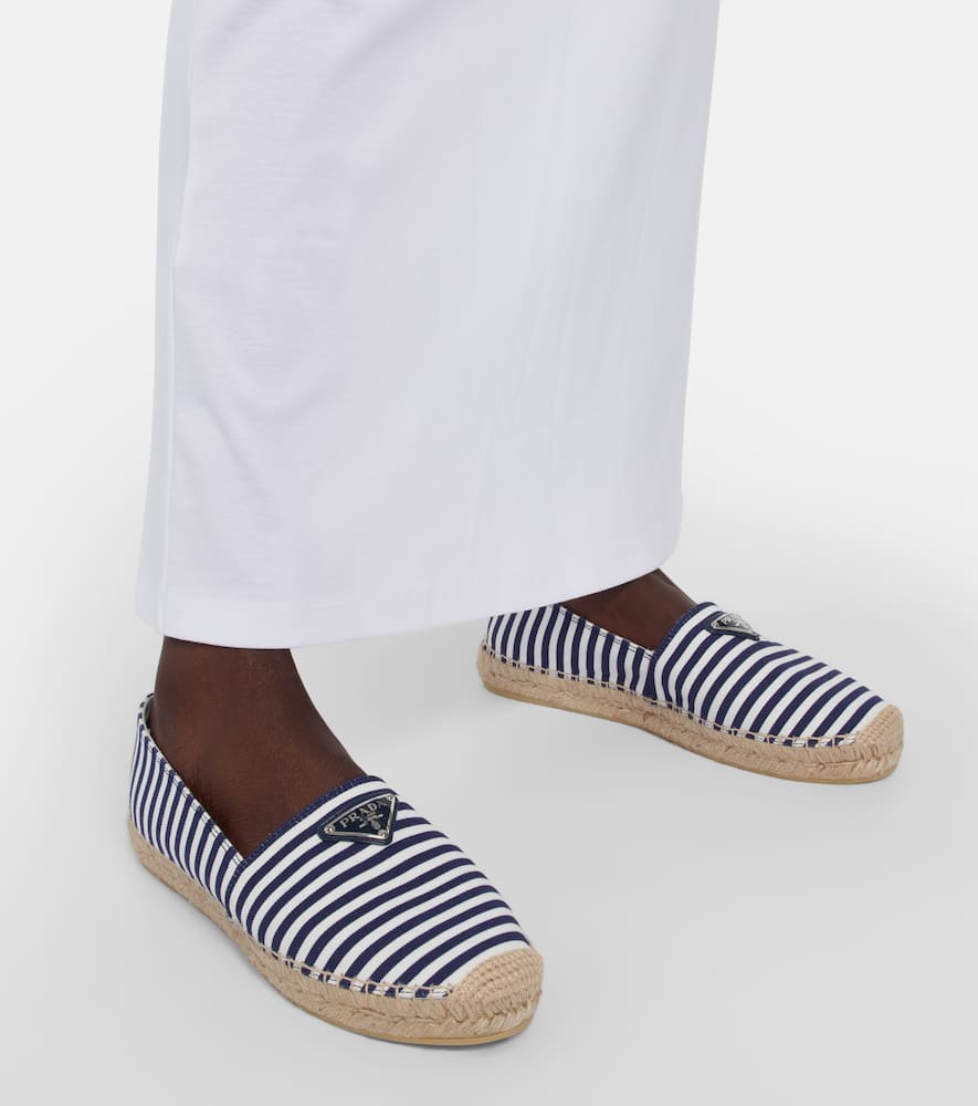 Prada Stripe Cotton Espadrille Loafers In Blue