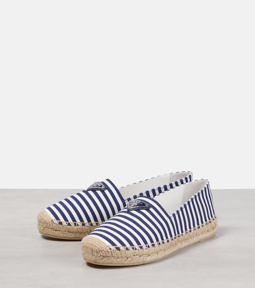 Prada Stripe Cotton Espadrille Loafers In Blue