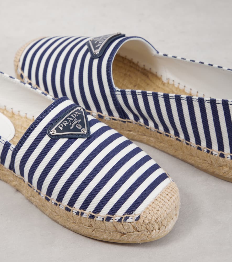 Prada Stripe Cotton Espadrille Loafers In Blue