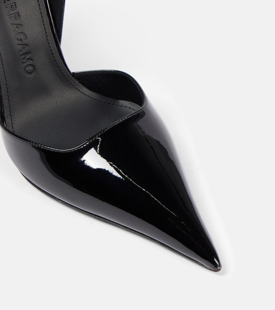 Ferragamo Patent Leather Wedges In Black