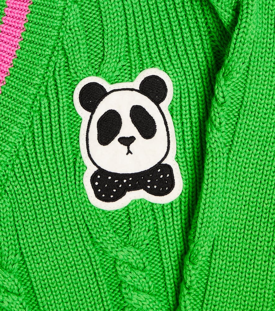 Shop Mini Rodini Cable-knit Cotton Sweater In Green