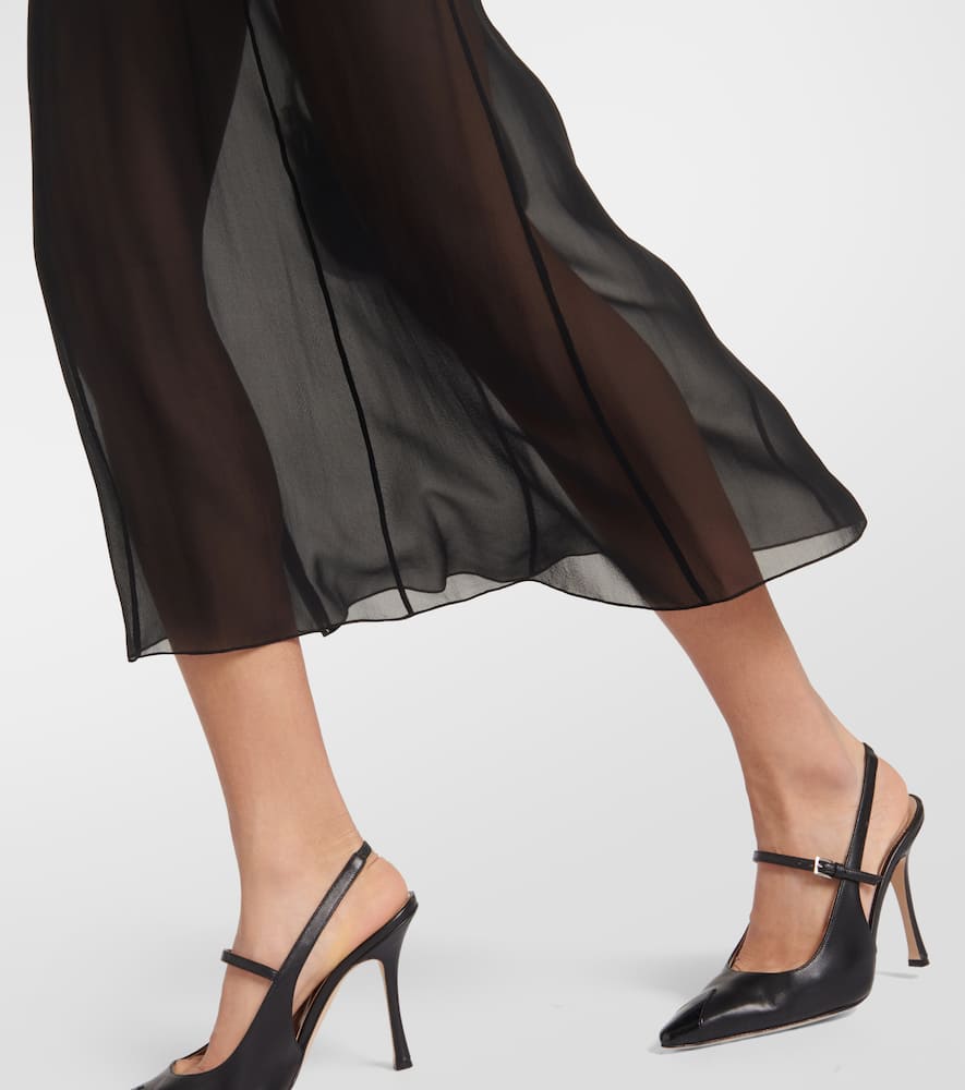 Alessandra Rich Lace-jabot Silk Maxi Dress In Black