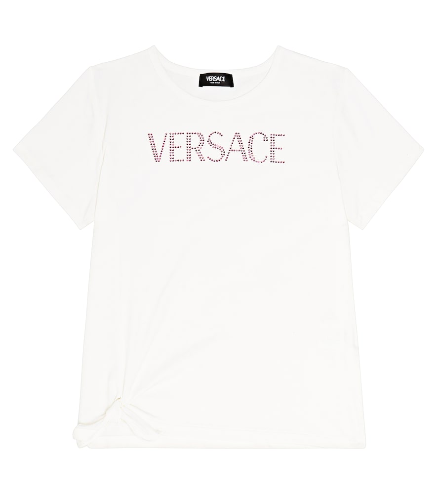 VERSACE Versace Kids Logo cotton-blend jersey T-shirt　ヴェルサーチ キッズ ロゴ コットンブレンド ジャージ T シャツ