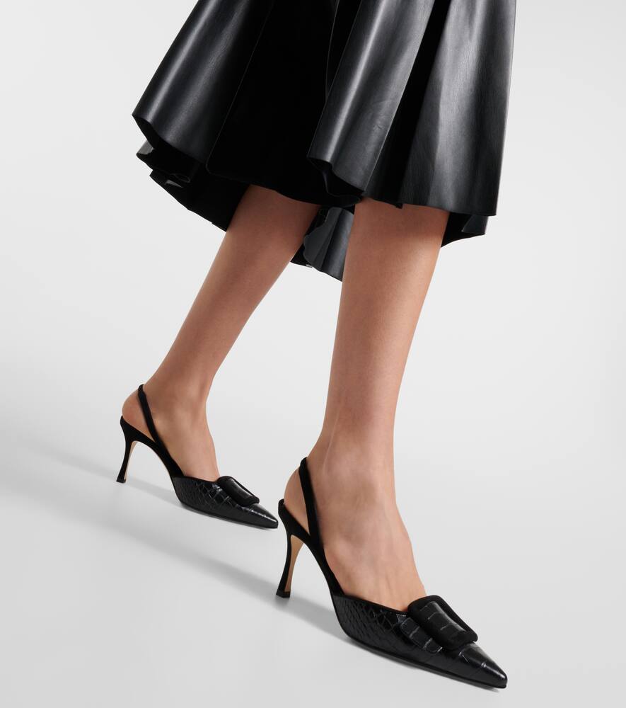 MANOLO BLAHNIK MAYSLI LEATHER SLINGBACK PUMPS