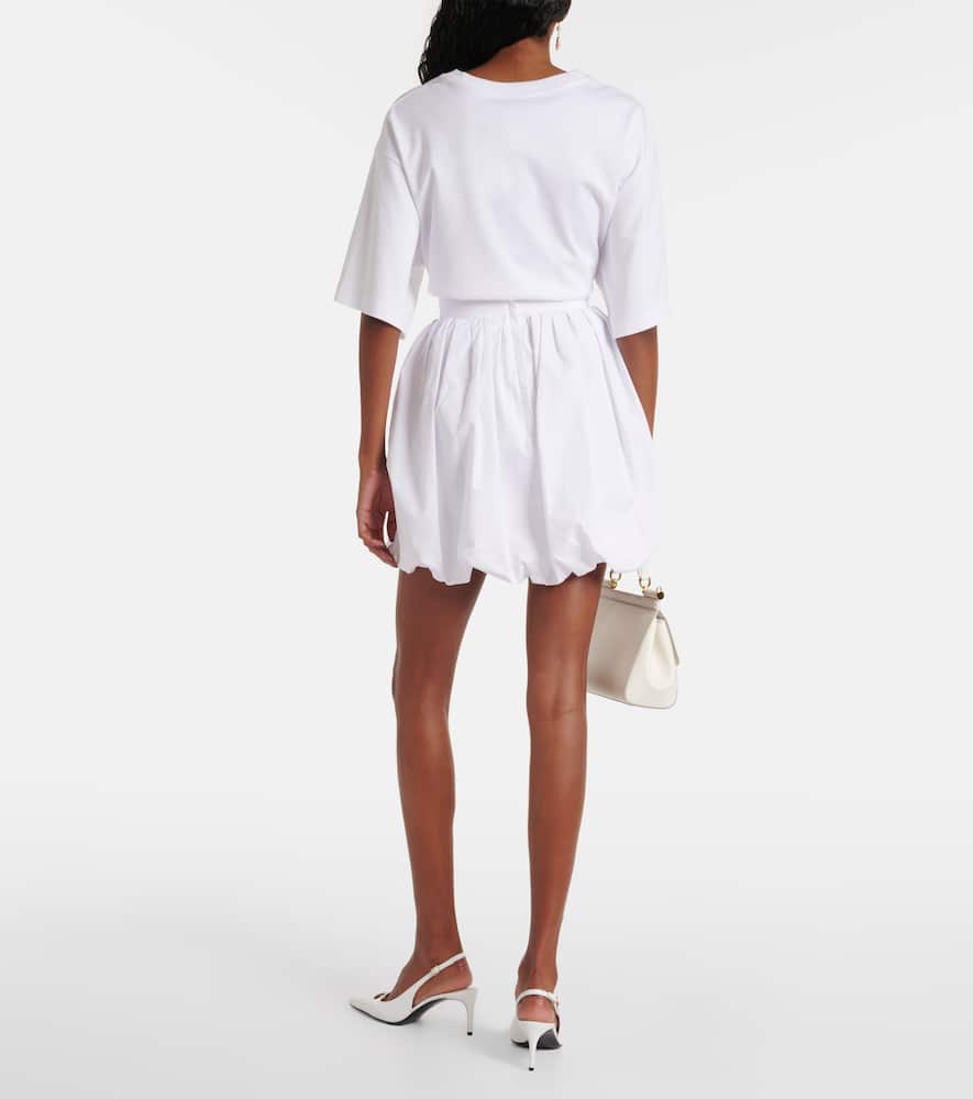 Dolce & Gabbana High-rise Cotton Poplin Miniskirt In Bianco Ottico