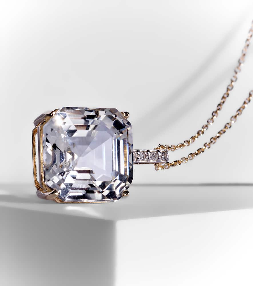 Mateo 14kt Gold Necklace With Topaz And Diamonds In Gold