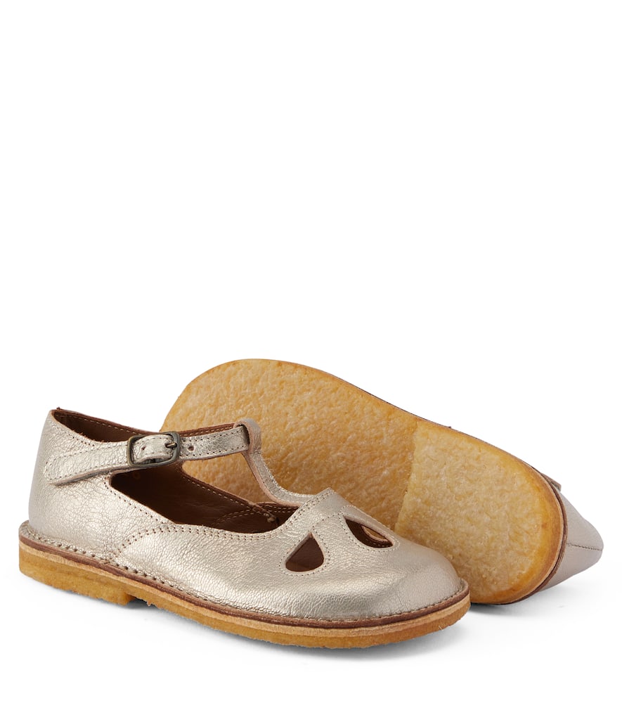 Pèpè Metallic Leather Ballet Flats In Gold