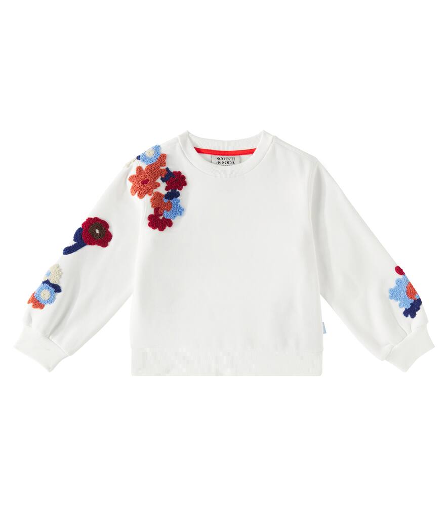 Scotch & Soda Kids Embroidered cotton-blend fleece sweatshirt
