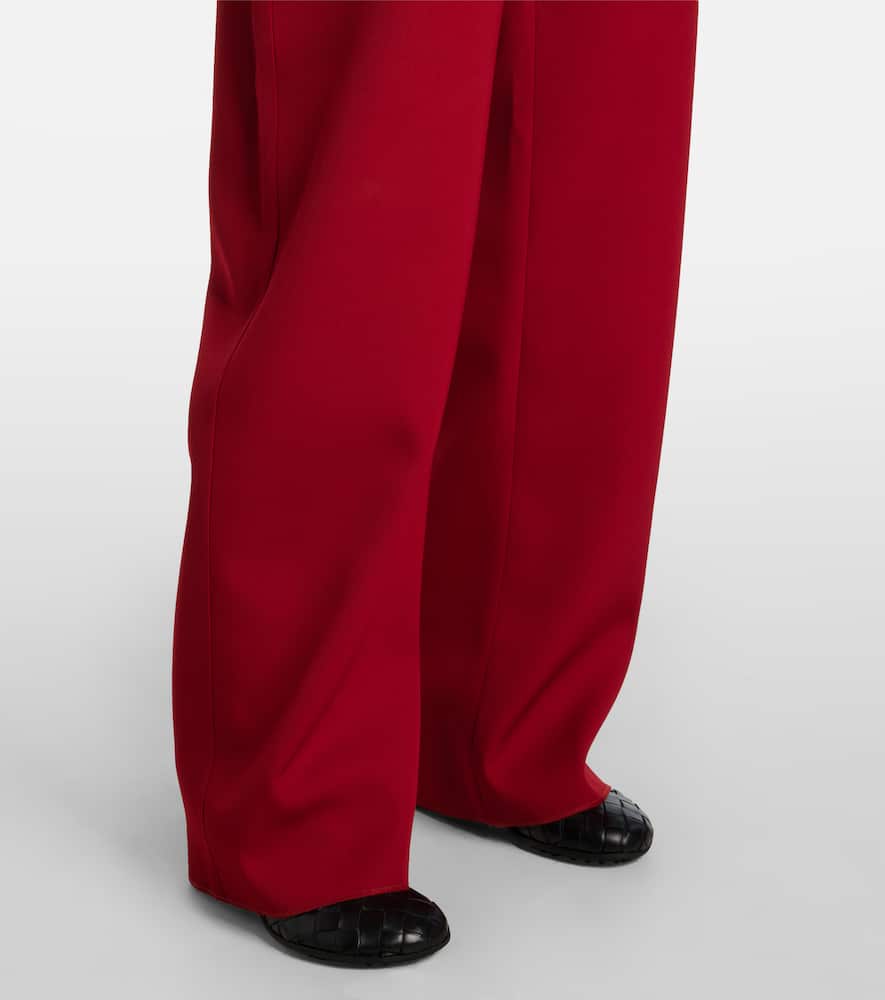 Bottega Veneta High-rise Wool Twill Straight Pants In Red