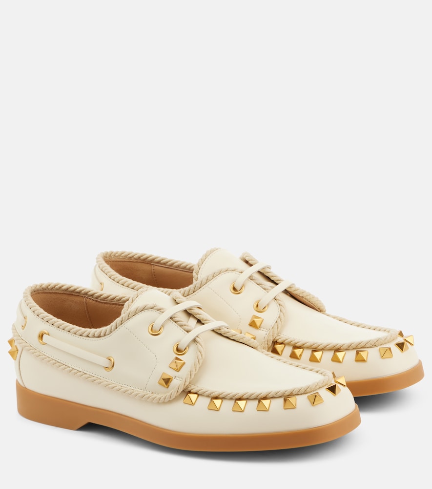 Valentino Garavani Palm Avenue Rockstud leather boat shoes