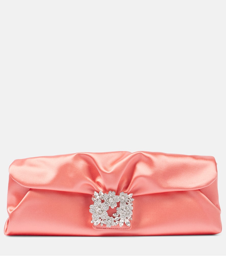 Efflorescence embellished satin clutch
