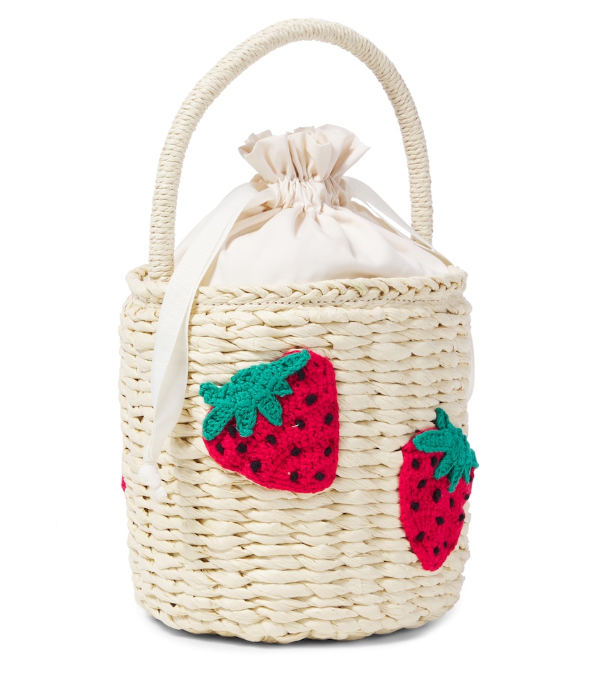  Stella Mccartney Kids Stella Mccartney Kids Woven Straw Bucket Bag 