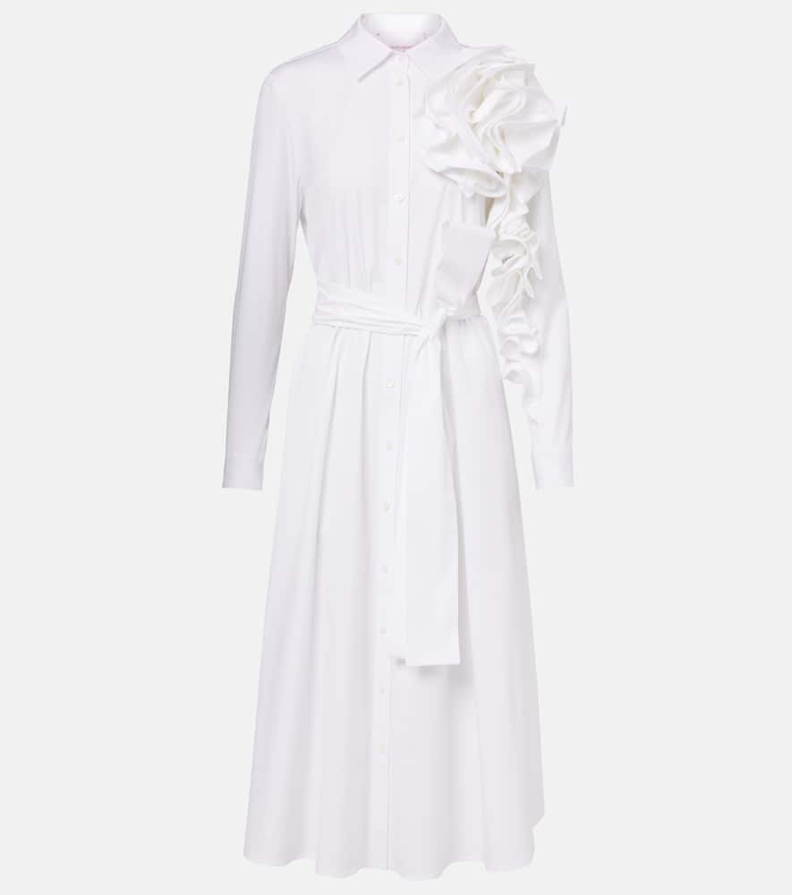 Carolina Herrera Floral-appliqué Poplin Shirtdress In White