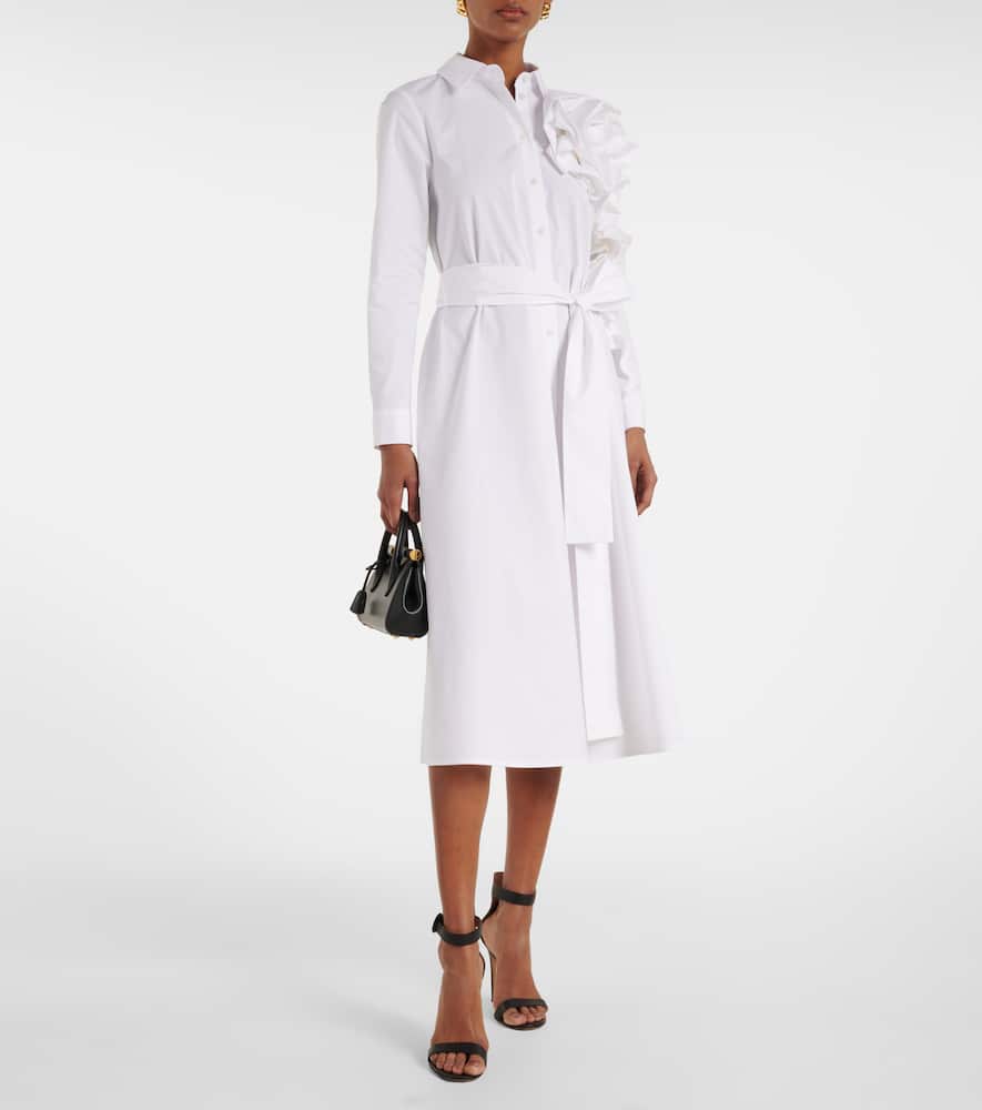 Carolina Herrera Floral-appliqué Poplin Shirtdress In White