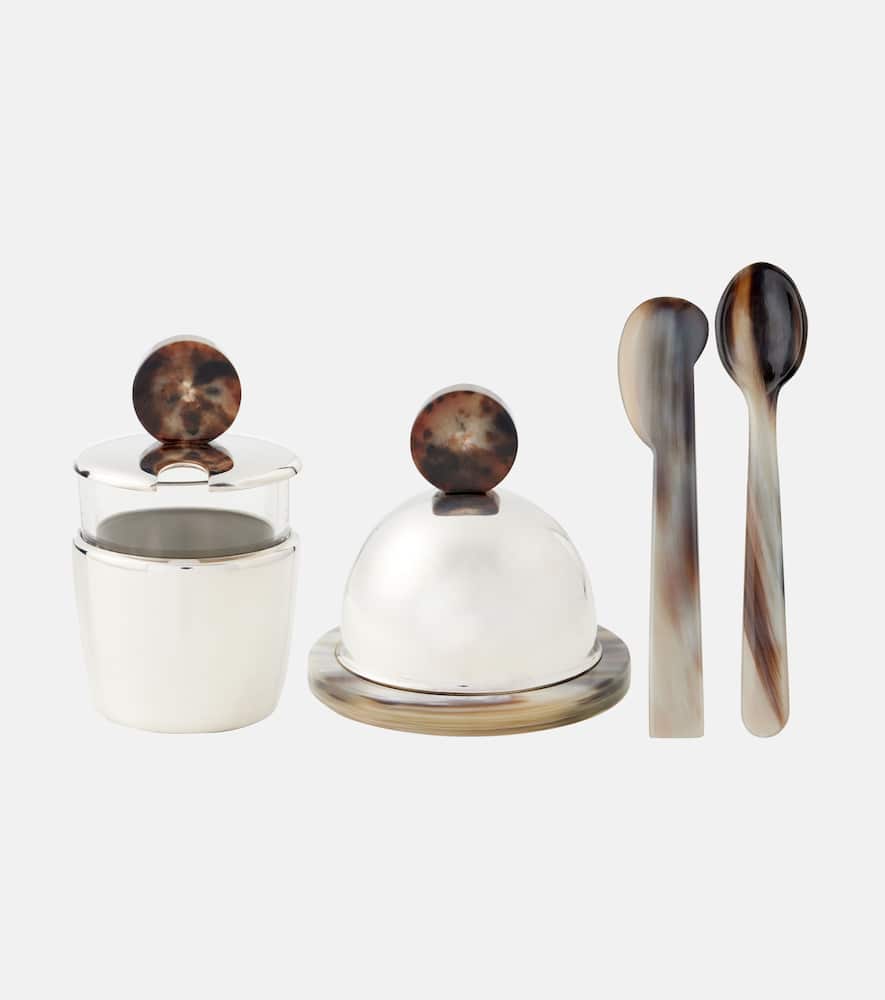 Brunello Cucinelli Horn and steel sauce and butter serving set