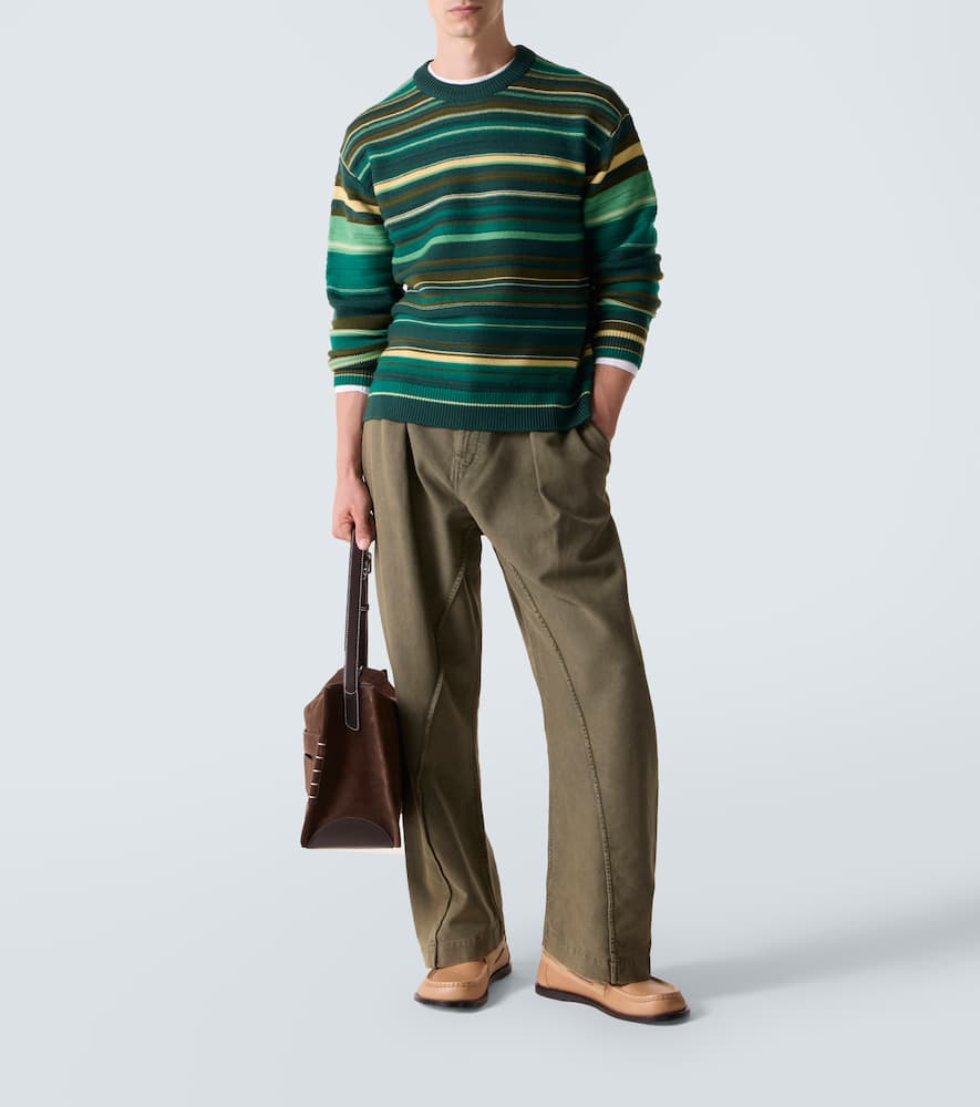 Jw Anderson Stripe Extrafine Merino Wool Sweater In Green