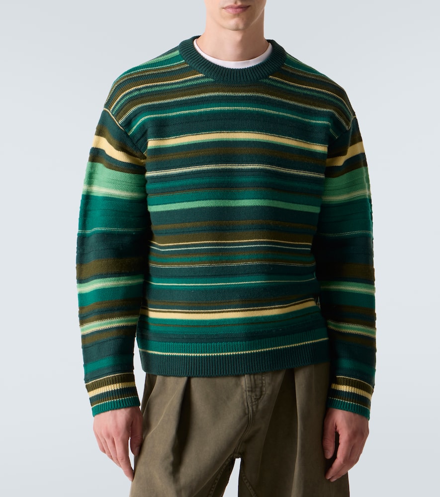 Jw Anderson Stripe Extrafine Merino Wool Sweater In Green