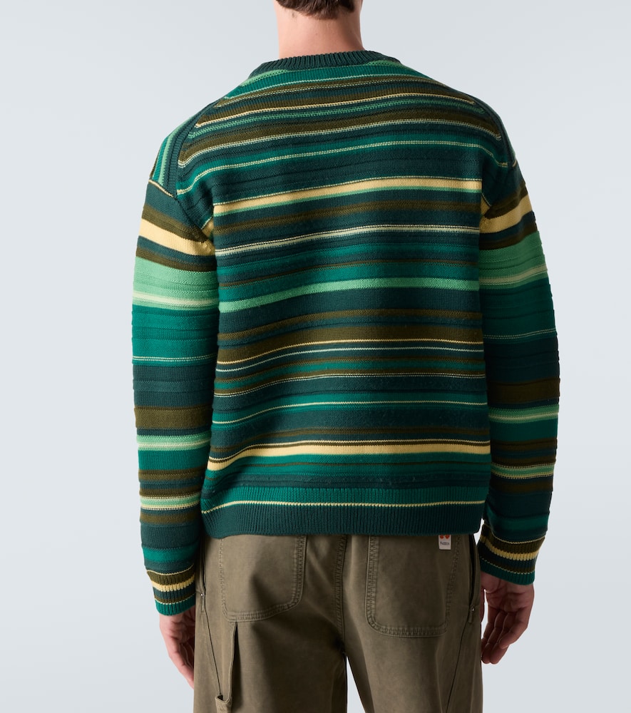 Jw Anderson Stripe Extrafine Merino Wool Sweater In Green
