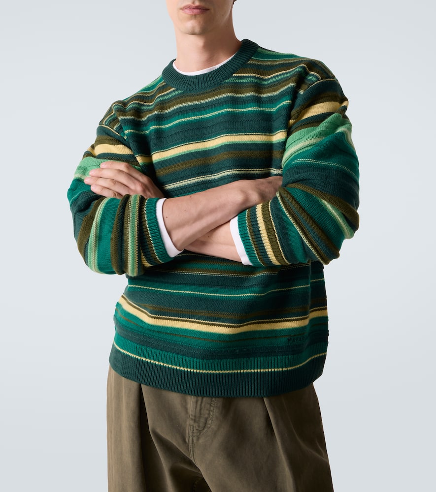 Jw Anderson Stripe Extrafine Merino Wool Sweater In Green