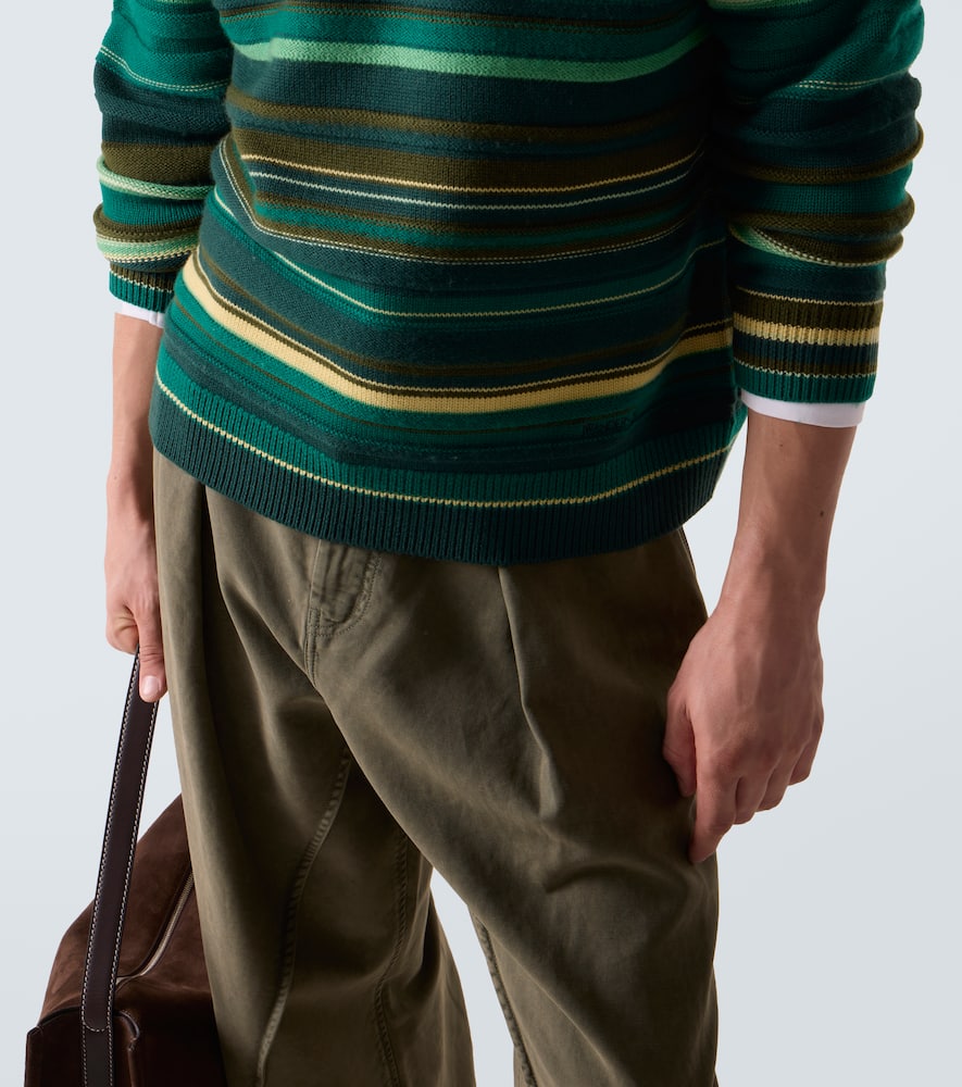 Jw Anderson Stripe Extrafine Merino Wool Sweater In Green
