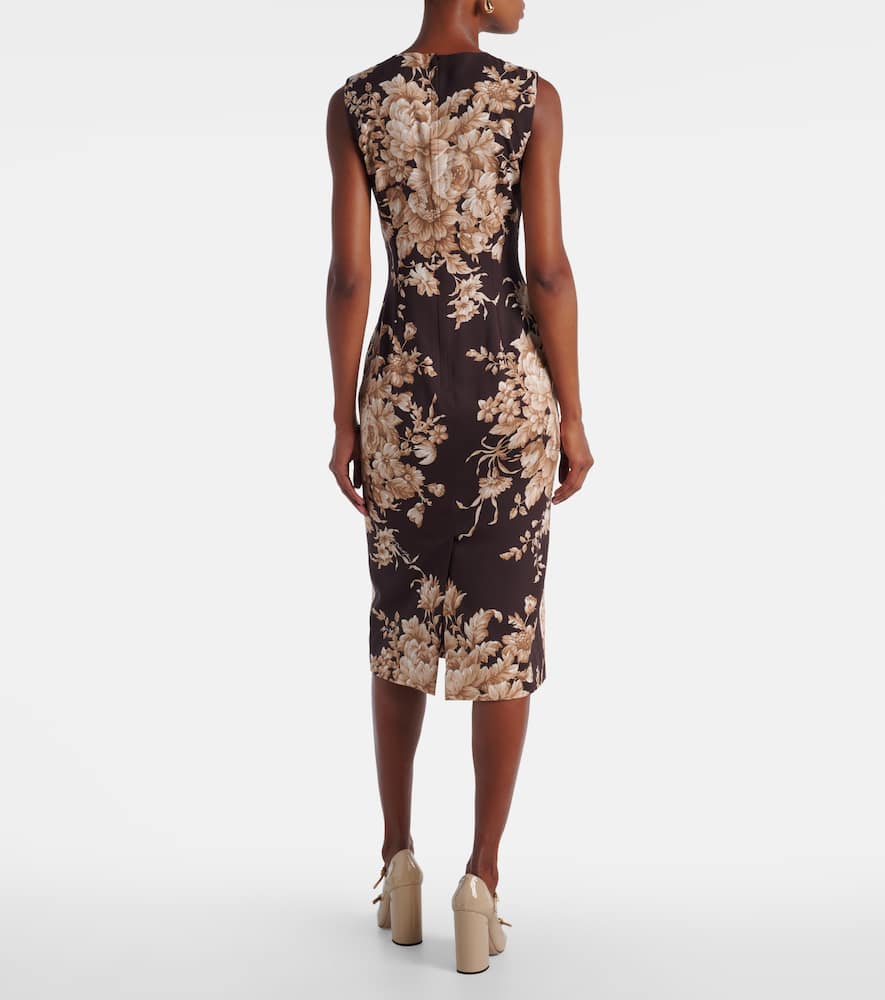 Dolce & Gabbana Rose Cretonne Charmeuse Sleeveless Midi Dress In Black