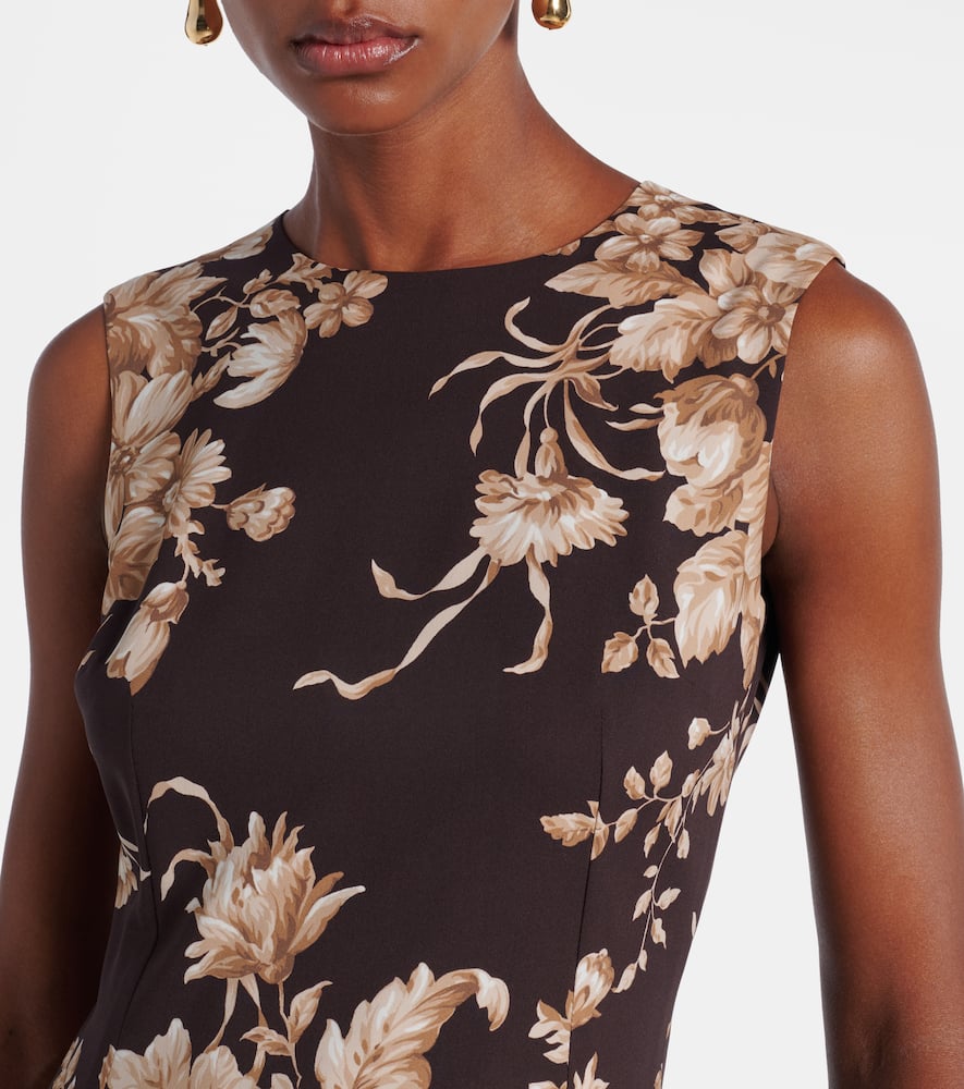 Dolce & Gabbana Rose Cretonne Charmeuse Sleeveless Midi Dress In Black