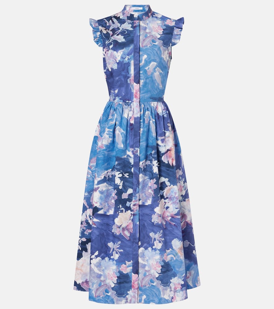 Flared floral midi dress