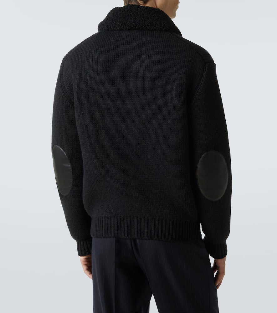 Tom Ford Shawl-collar Ribbed Silk And Wool-blend Cardigan In Black