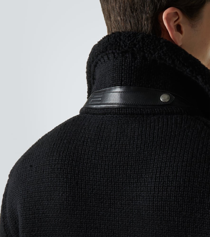 Tom Ford Shawl-collar Ribbed Silk And Wool-blend Cardigan In Black
