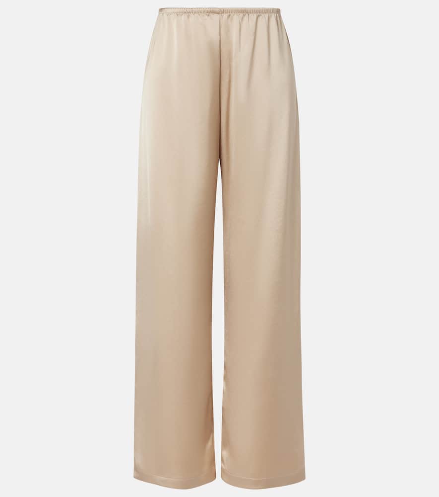 Barb mid-rise satin wide-leg pants