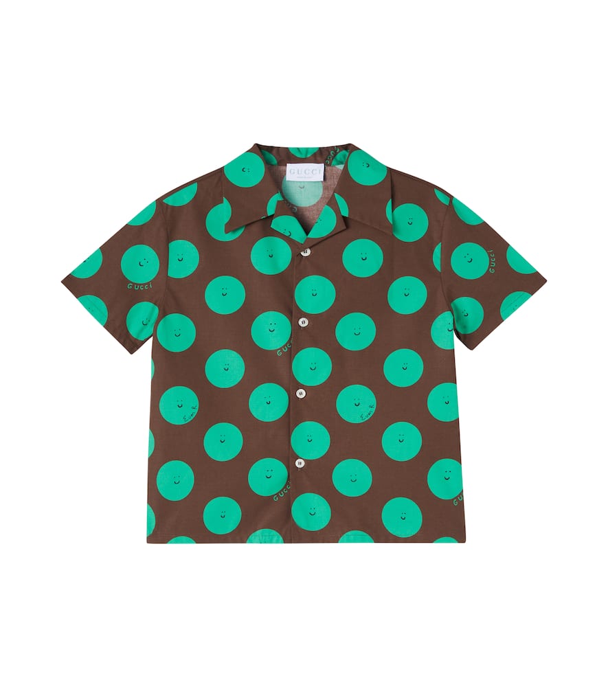 Gucci Brown Shirt For Kids With Sun In Brown