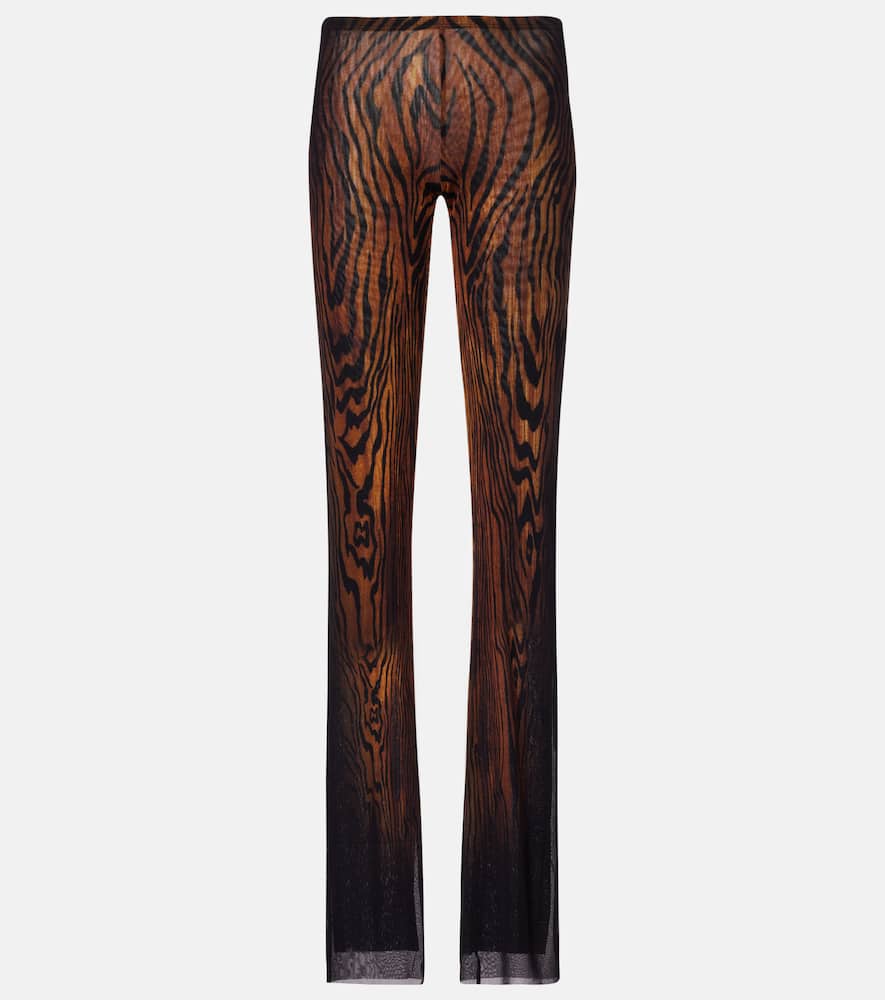 Jean Paul Gaultier Printed Mesh Straight-leg Pants In Brown