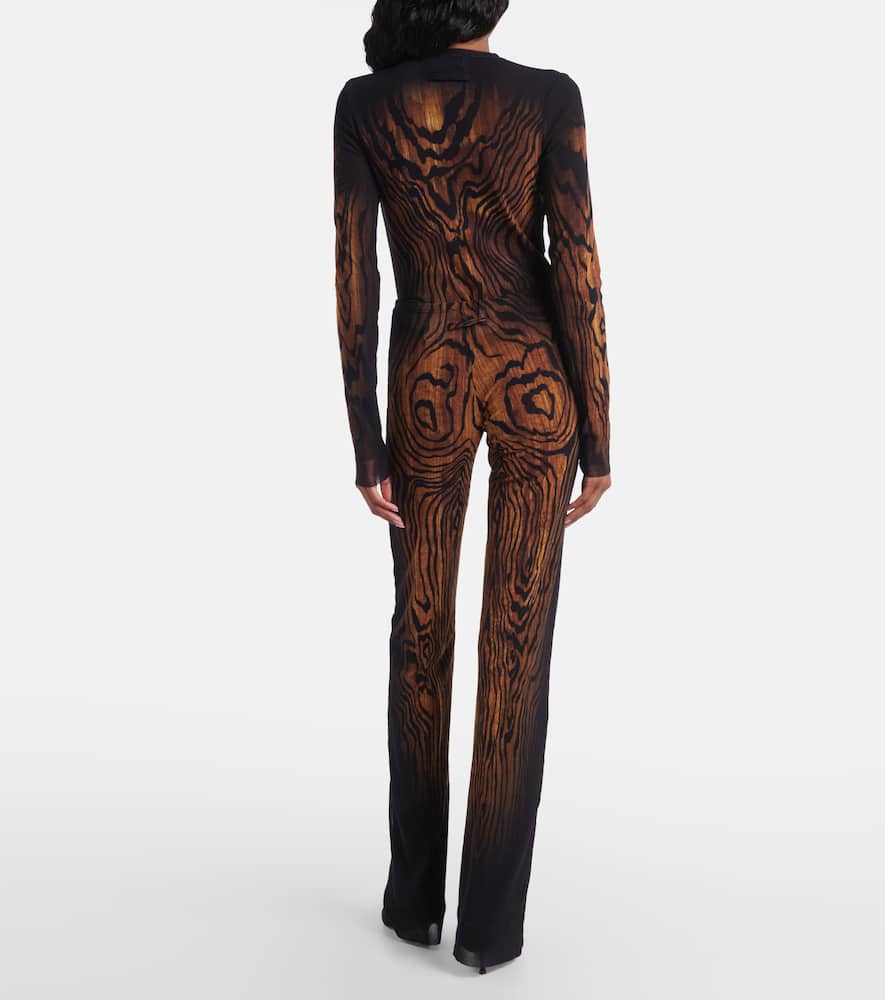 Jean Paul Gaultier Printed Mesh Straight-leg Pants In Brown