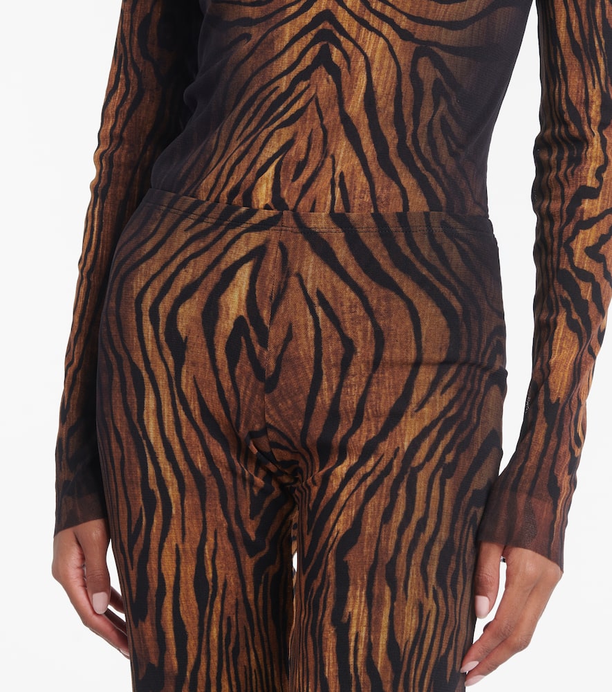Jean Paul Gaultier Printed Mesh Straight-leg Pants In Brown