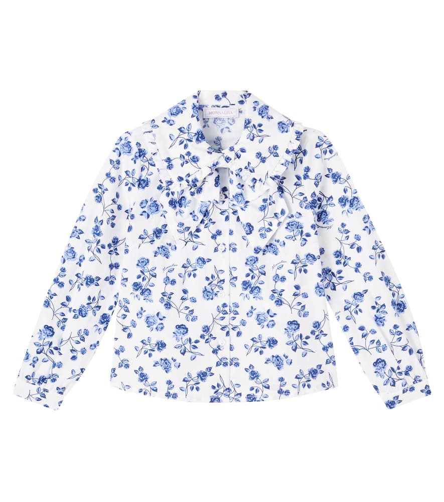 Monnalisa Floral Cotton Shirt In Multi