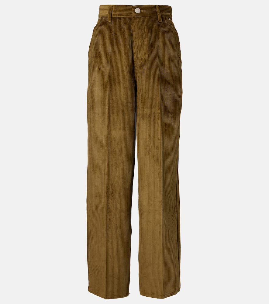 Ami Alexandre Mattiussi Cotton Corduroy Wide-leg Pants In Green