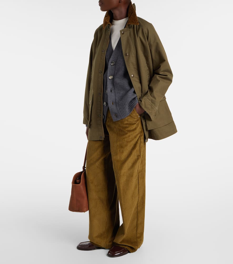 Ami Alexandre Mattiussi Cotton Corduroy Wide-leg Pants In Green
