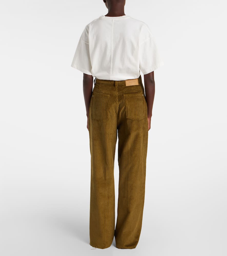 Ami Alexandre Mattiussi Cotton Corduroy Wide-leg Pants In Green