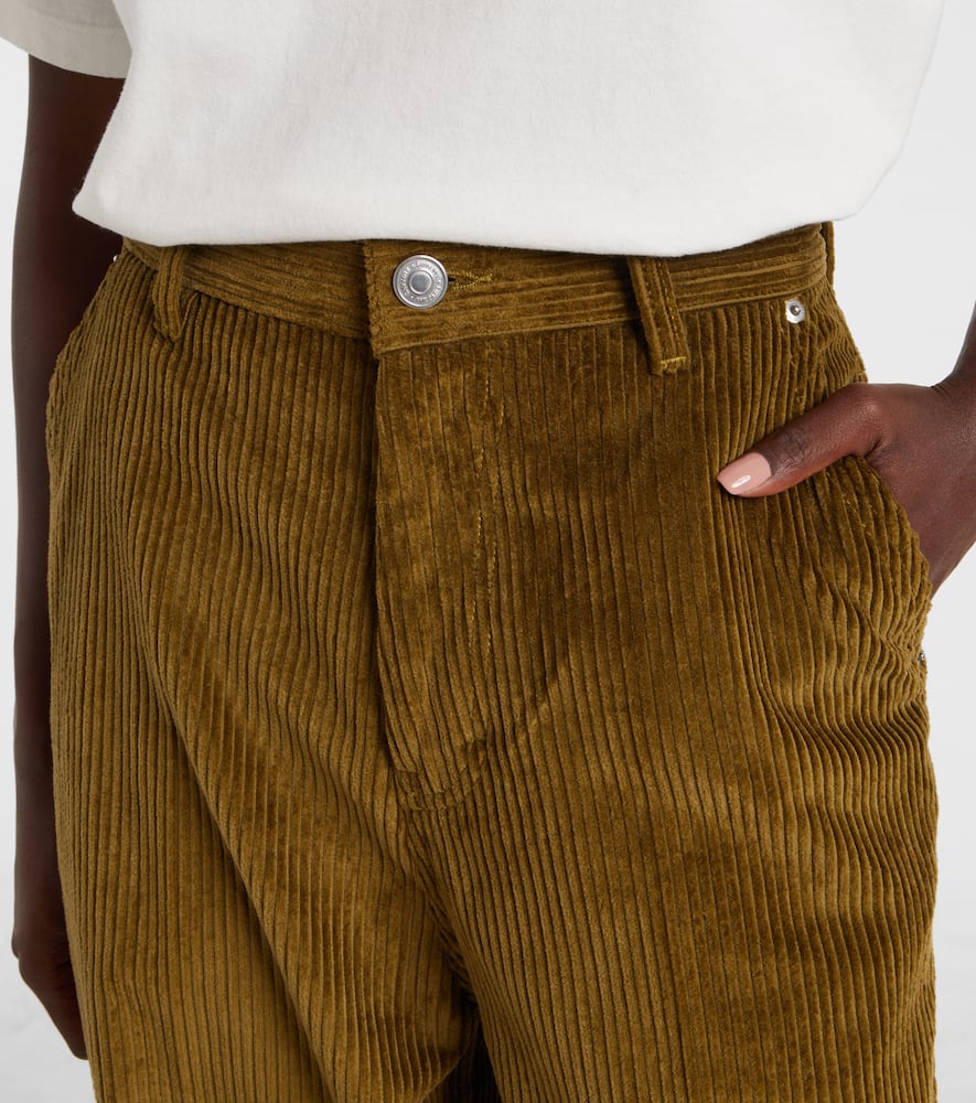 Ami Alexandre Mattiussi Cotton Corduroy Wide-leg Pants In Green