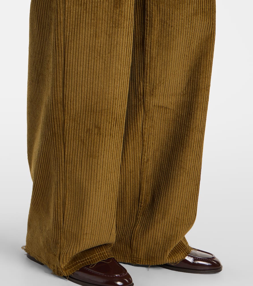 Ami Alexandre Mattiussi Cotton Corduroy Wide-leg Pants In Green