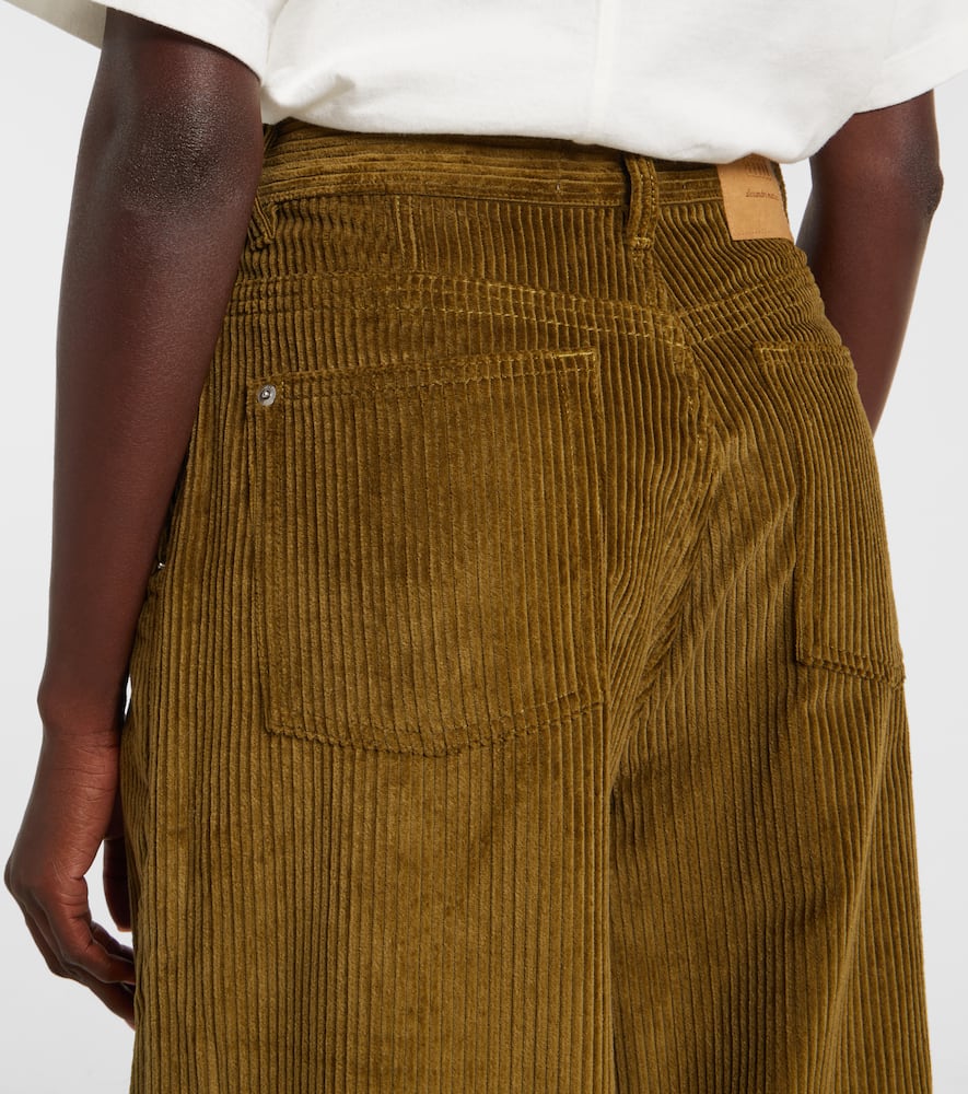 Ami Alexandre Mattiussi Cotton Corduroy Wide-leg Pants In Green